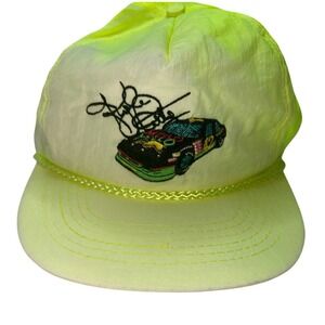 Vintage NASCAR Kyle Petty Racing Snapback Hat Neon Nylon Rope Brim  90s USA
